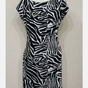 Cato Black and White Zebra Print Midi Dress